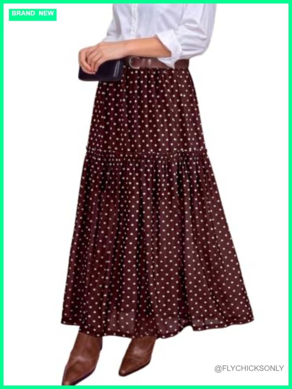 A-Line Tiered Mesh Maxi Skirt Elastic High Waist Sheer Polka Dot
